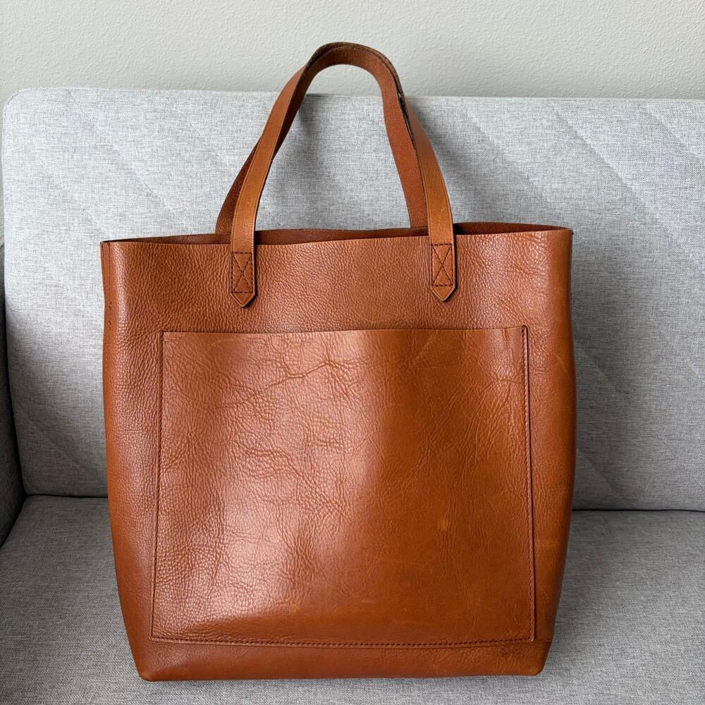 Madewell Medium Saddle Brown Leather Transport Tote